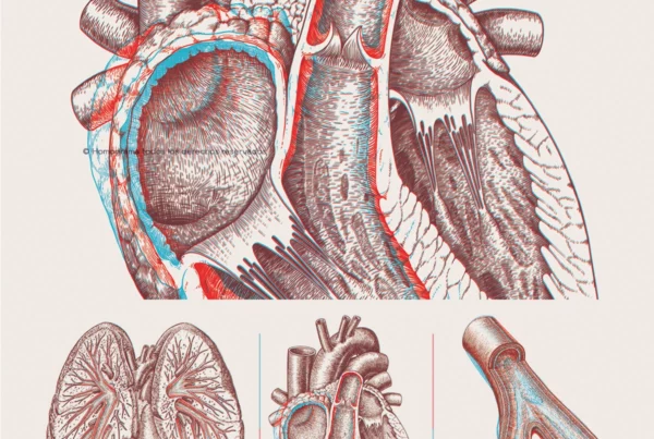 Ilustración médica del HAP o hipertensión arterial pulmonar - Homograma